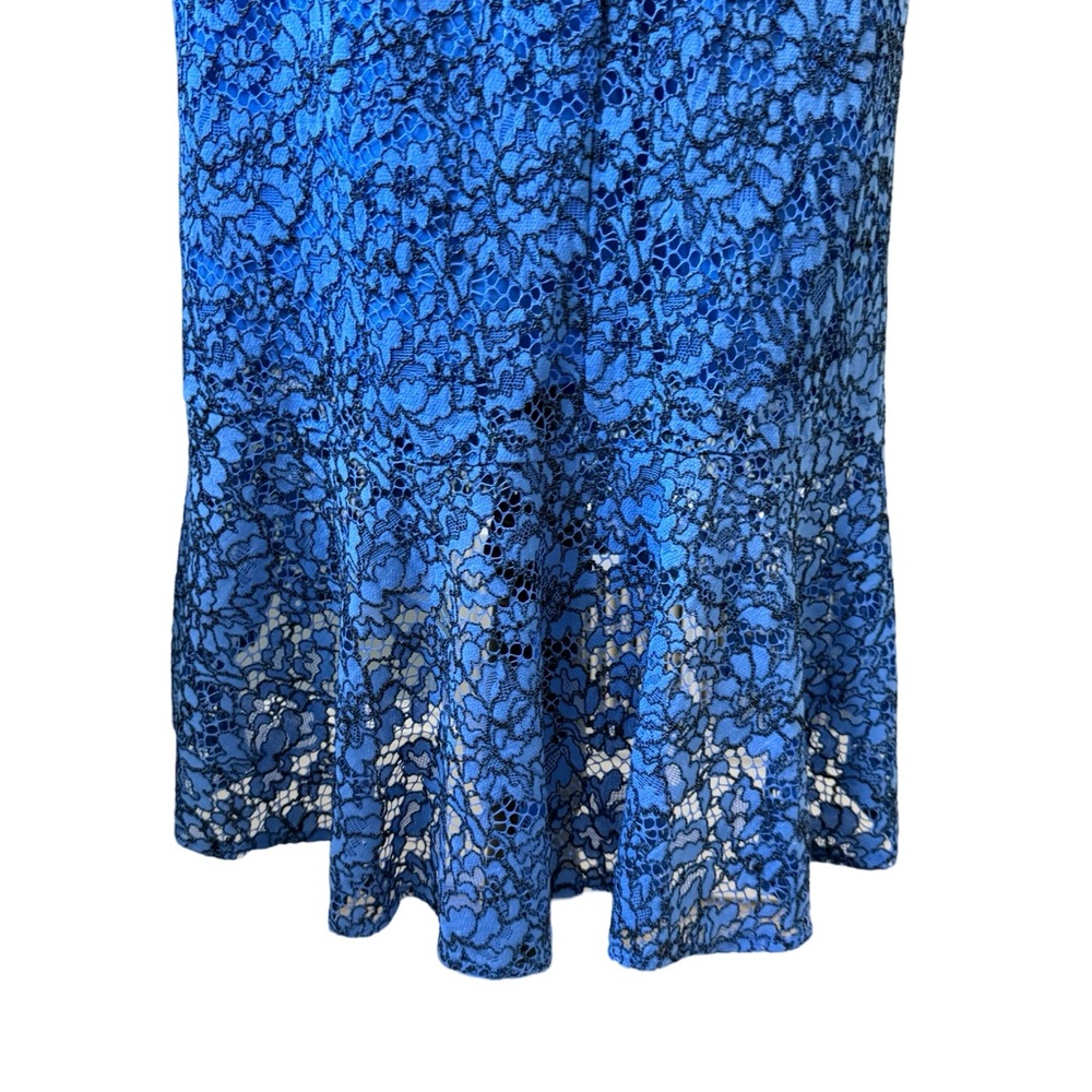 Shoshannah Calista Trumpet Rich Blue Lace Sheath Romantic Dress Size 4 - Picture 7 of 12
